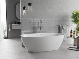Mexen Luvo Slim freestanding bathtub 170 x 75 cm, white, chrome overflow - 52801707500-01