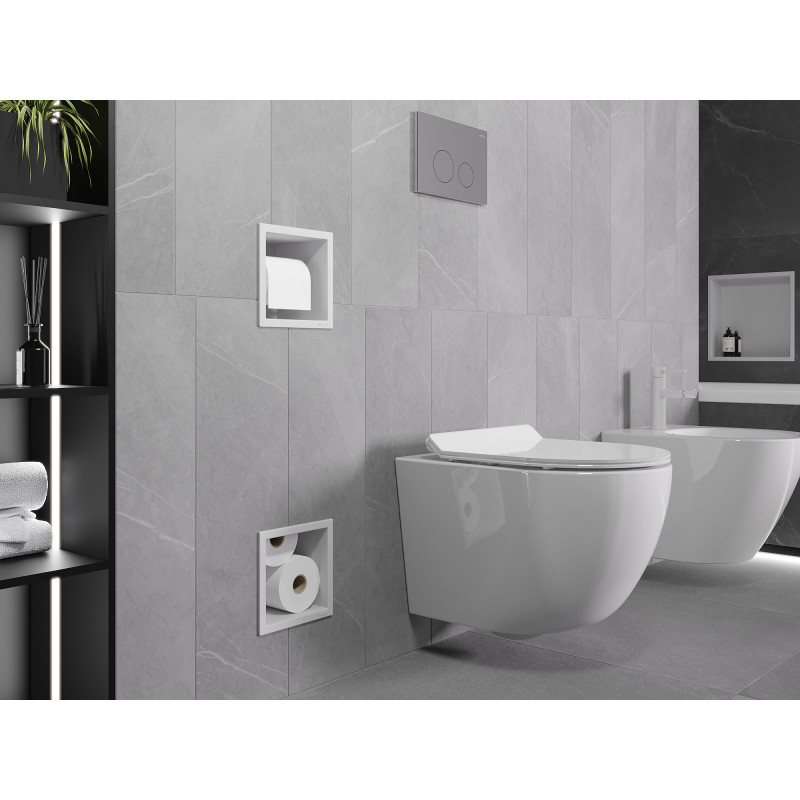 Mexen X-Wall-BP toilet paper holder with magazine rack, white - 1924