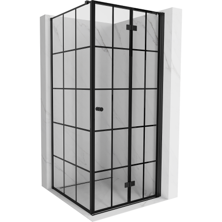 Mexen Mist-F folding shower cabin right 85 x 85 cm, black grid, black - 8A6T-085-085-70-77-P