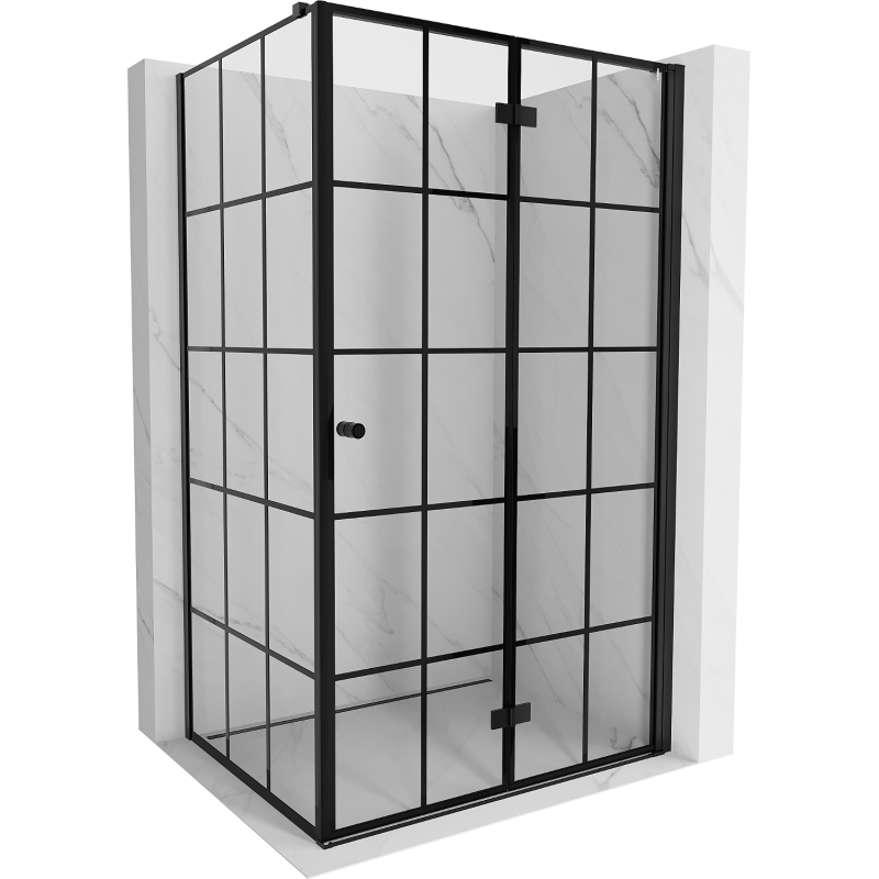 Mexen Mist-F right folding shower cabin 110 x 85 cm, black grid, black - 8A6T-110-085-70-77-P