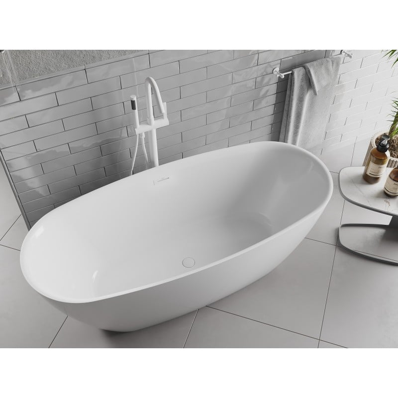 Mexen Luvo Slim 170 x 75 cm Free-standing Bath, White, White Overflow - 52801707500-20