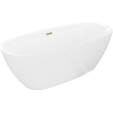 Mexen Luvo Slim freestanding bathtub 170 x 75 cm, white, gold overflow - 52801707500-50