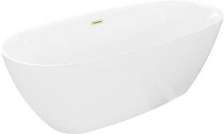Mexen Luvo Slim freestanding bathtub 170 x 75 cm, white, overflow brushed gold - 52801707500-55