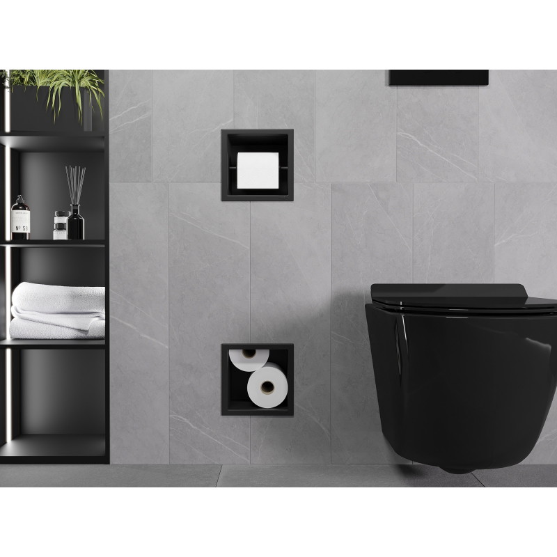 Mexen X-Wall-BP toilet paper holder with magazine, black - 1974