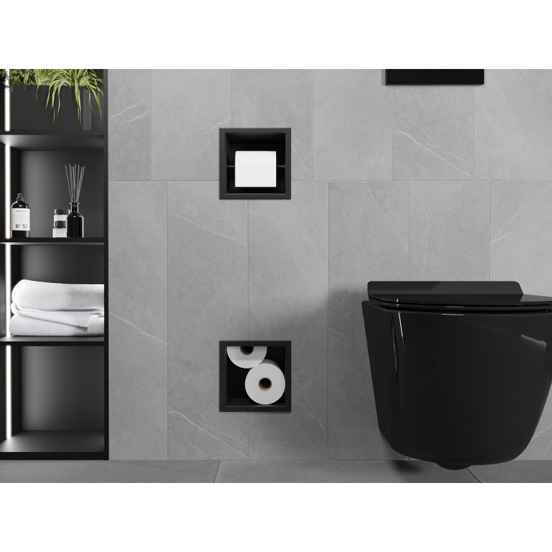 Mexen X-Wall-BP toilet paper holder with magazine rack, black - 1974
