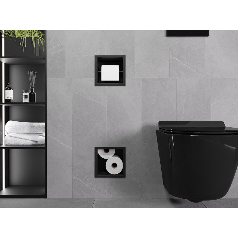 Mexen X-Wall-BP toilet roll holder with magazine, black - 1974