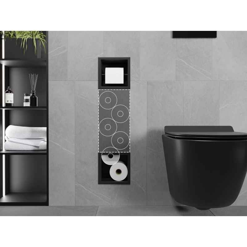 Mexen X-Wall-BP toilet paper holder with magazine rack, black - 1974