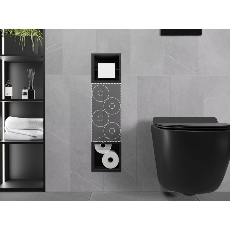 Mexen X-Wall-BP toilet roll holder with magazine, black - 1974