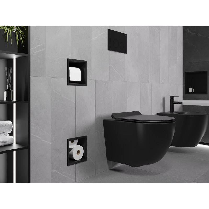 Mexen X-Wall-BP toilet paper holder with magazine rack, black - 1974