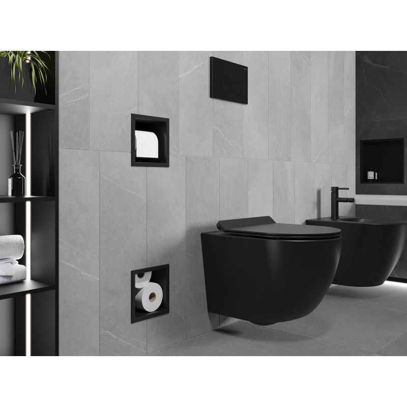 Mexen X-Wall-BP toilet roll holder with magazine, black - 1974