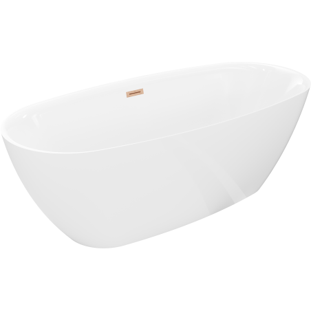 Mexen Luvo Slim freestanding bathtub 170 x 75 cm, white, brushed gun gray overflow - 52801707500-66