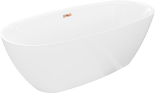 Mexen Luvo Slim freestanding bathtub 170 x 75 cm, white, brushed gun gray overflow - 52801707500-66