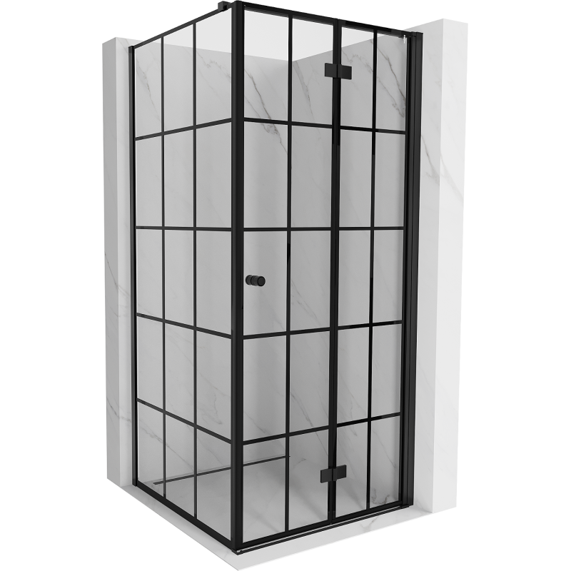 Mexen Mist-F folding shower cabinet right 95 x 95 cm, black grid, black - 8A6T-095-095-70-77-P