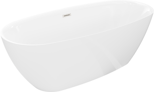 Mexen Luvo Slim free-standing bathtub 170 x 75 cm, white, brushed nickel overflow - 52801707500-97