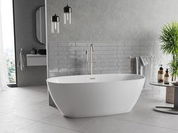Mexen Luvo Slim freestanding bathtub 170 x 75 cm, white, brushed nickel overflow - 52801707500-97
