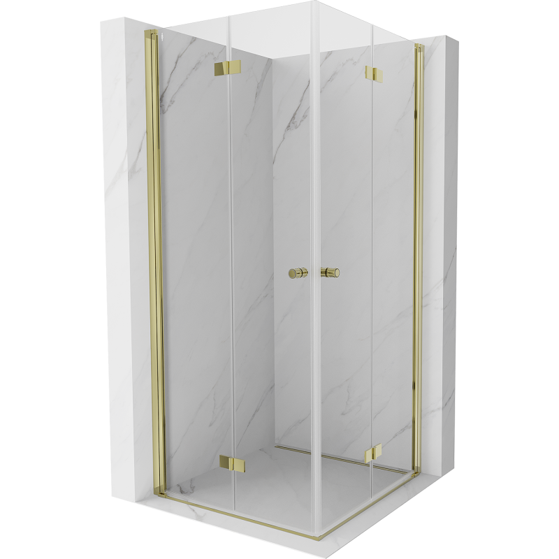 Mexen Mist-F Duo 100 x 100 cm Foldable Shower Enclosure, Transparent, Gold - 8A6-100L-100P-50-00