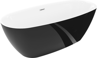 Mexen Luvo Slim freestanding bathtub 170 x 75 cm, white/black, chrome overflow - 52801707575-01
