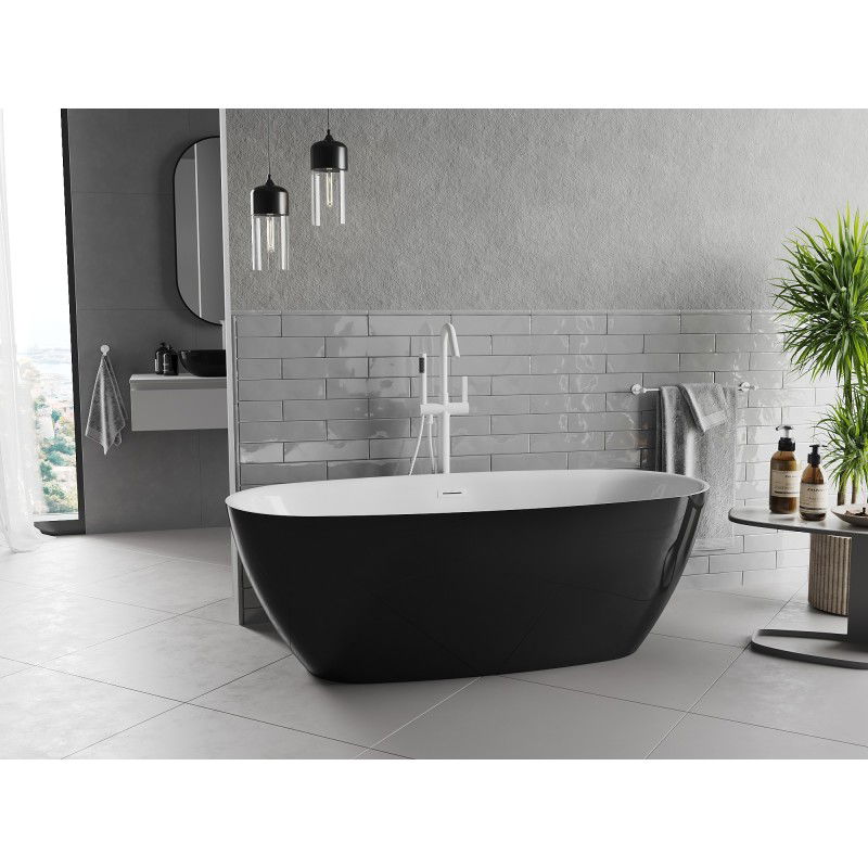 Mexen Luvo Slim freestanding bathtub 170 x 75 cm, white/black, white overflow - 52801707575-20