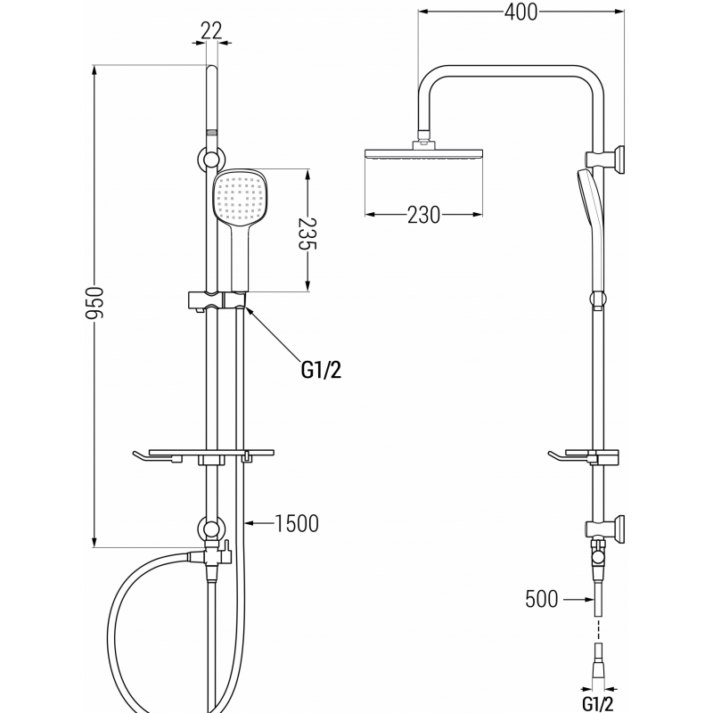 Mexen T33 Shower Column, Black - 798333393-70