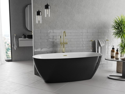 Mexen Luvo Slim freestanding bathtub 170 x 75 cm, white/black, overflow gold - 52801707575-50