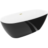 Mexen Luvo Slim freestanding bathtub 170 x 75 cm, white/black, brushed gold overflow - 52801707575-55
