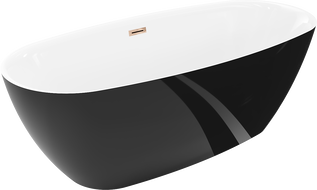 Mexen Luvo Slim freestanding bathtub 170 x 75 cm, white/black, overflow rose gold - 52801707575-60