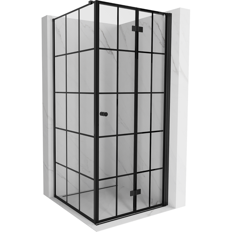 Mexen Mist-F folding shower cabin right 100 x 100 cm, black grid, black - 8A6T-100-100-70-77-P