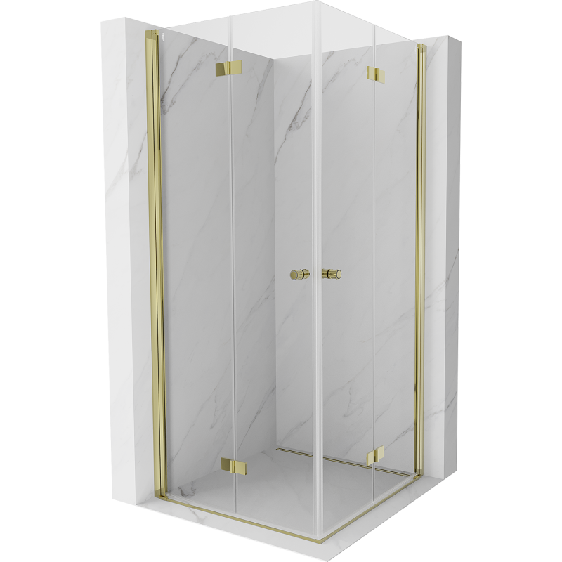 Mexen Mist-F Duo foldable shower enclosure 110 x 110 cm, transparent, gold - 8A6-110L-110P-50-00