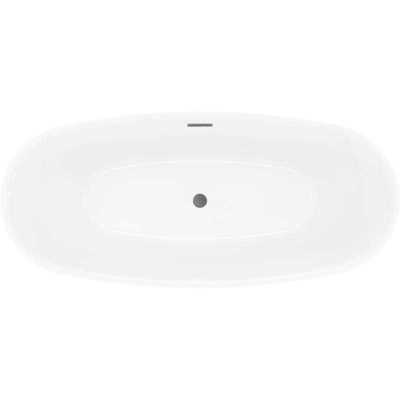 Mexen Luvo Slim 170 x 75 cm Freestanding Bath, White/Black, Brushed Gun Gray Overflow - 52801707575-66