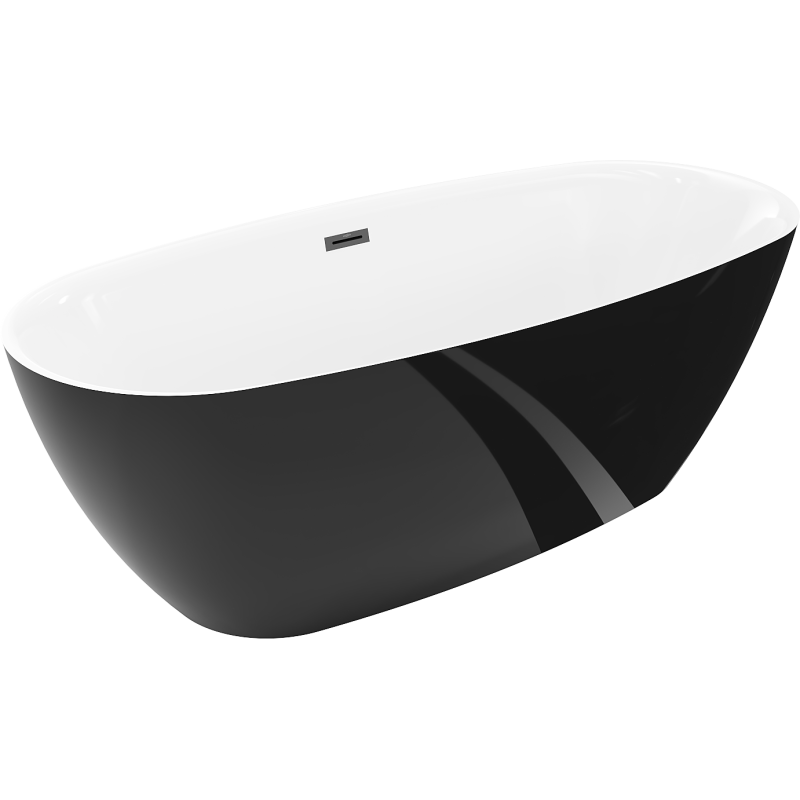 Mexen Luvo Slim freestanding bath 170 x 75 cm, white/black, black overflow - 52801707575-70