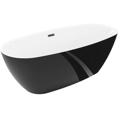 Mexen Luvo Slim freestanding bathtub 170 x 75 cm, white/black, black overflow - 52801707575-70
