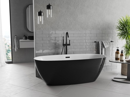 Mexen Luvo Slim freestanding bath 170 x 75 cm, white/black, black overflow - 52801707575-70