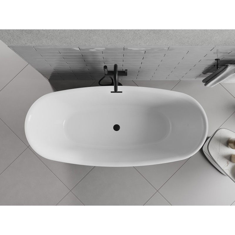 Mexen Luvo Slim freestanding bath 170 x 75 cm, white/black, black overflow - 52801707575-70