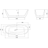 Mexen Luvo Slim freestanding bathtub 170 x 75 cm, white/black, brushed nickel overflow - 52801707575-97