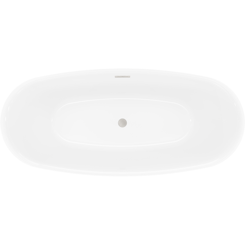 Mexen Luvo Slim 170 x 75 cm freestanding bath, white/black, brushed nickel overflow - 52801707575-97