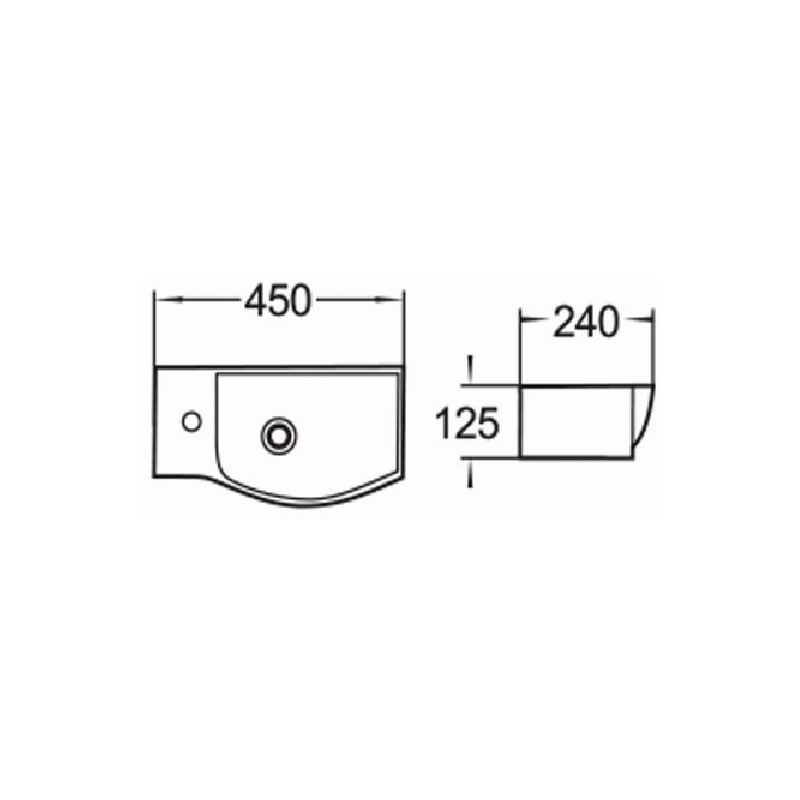 Mexen Hugo left countertop sink 45 x 24 cm, white - 21254500L