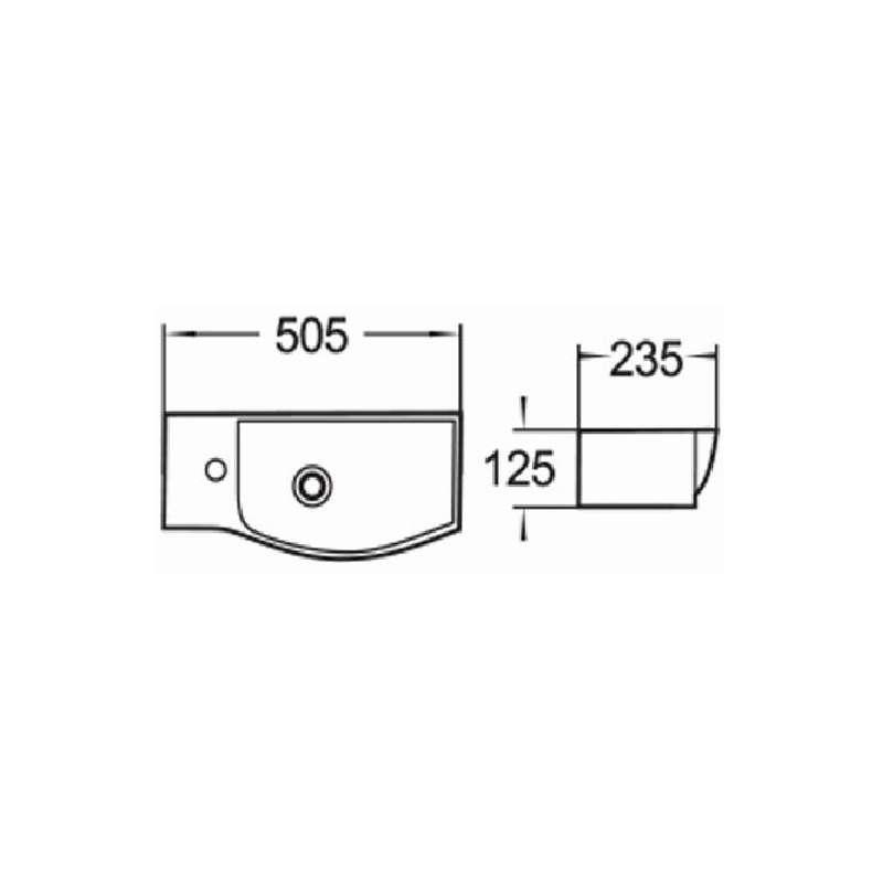 Mexen Hugo right countertop sink 50 x 23 cm, white - 21255000R