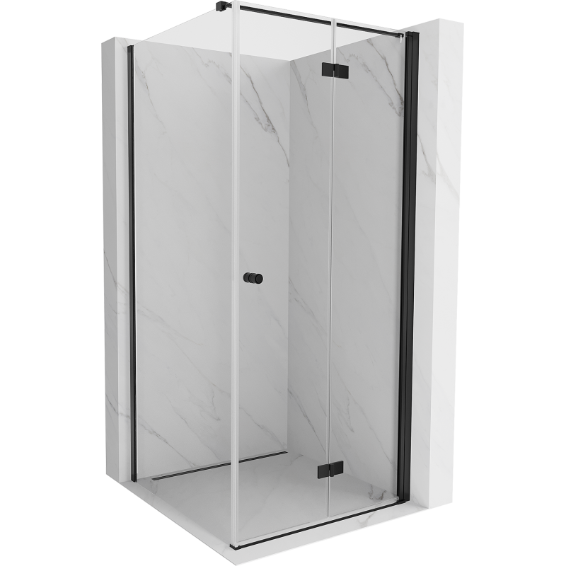 Mexen Mist-F folding shower cabin right 70 x 70 cm, transparent, black - 8A6T-070-070-70-00-P