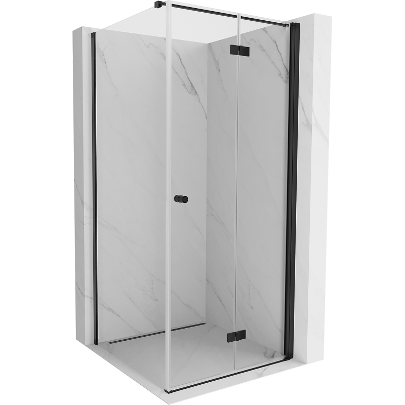 Mexen Mist-F right-folding shower cabin 75 x 75 cm, transparent, black - 8A6T-075-075-70-00-P