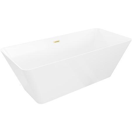 Mexen Velo Slim Freestanding Bath 170 x 75 cm, White, Brushed Gold Overflow - 52811707500-55