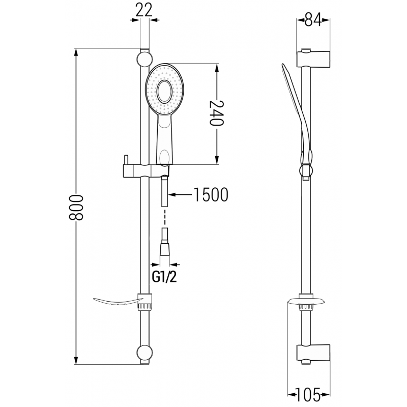 Mexen DF73 sliding shower set, chrome - 785734582-02