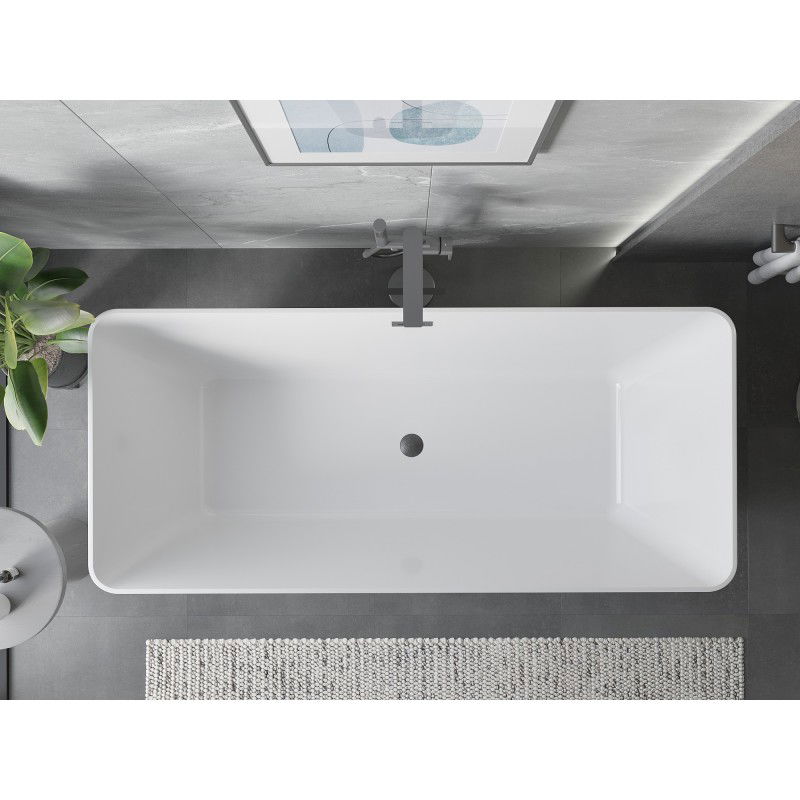 Mexen Velo Slim free-standing bathtub 170 x 75 cm, white, gun gray brushed overflow - 52811707500-66