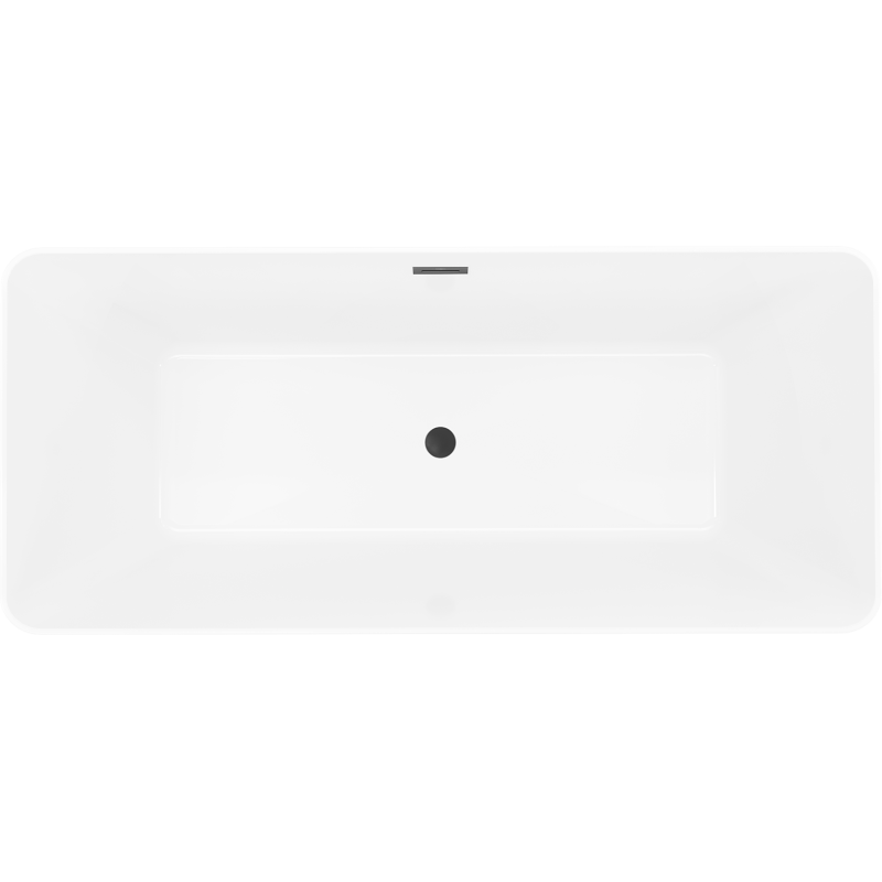Mexen Velo Slim 170 x 75 cm Freestanding Bath, White, Black Overflow - 52811707500-70
