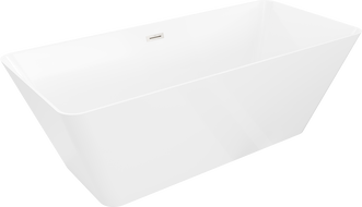 Mexen Velo Slim freestanding bath 170 x 75 cm, white, brushed nickel overflow - 52811707500-97