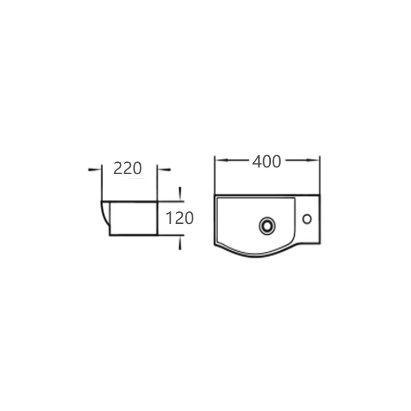 Mexen Hugo left countertop washbasin 40 x 22 cm, white - 21254000L