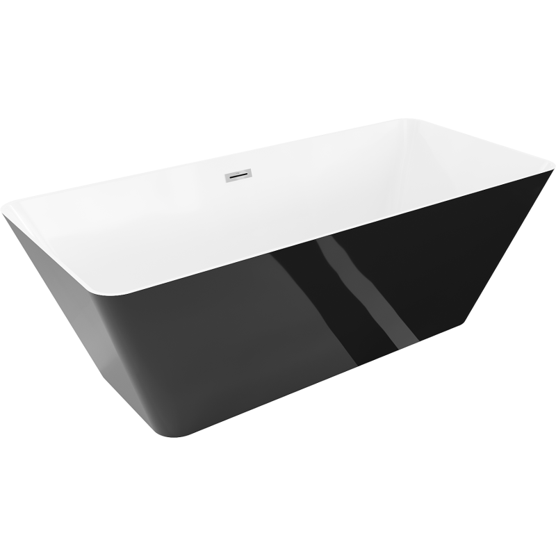 Mexen Velo Slim freestanding bath 170 x 75 cm, white/black, chrome overflow - 52811707575-01