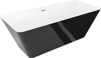 Mexen Velo Slim Free-standing Bathtub 170 x 75 cm, White/Black, Chrome Overflow - 52811707575-01