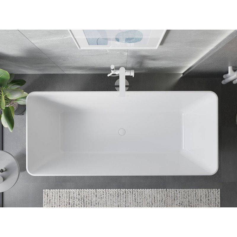 Mexen Velo Slim free-standing bath 170 x 75 cm, white/black, white overflow - 52811707575-20