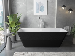 Mexen Velo Slim free-standing bath 170 x 75 cm, white/black, white overflow - 52811707575-20