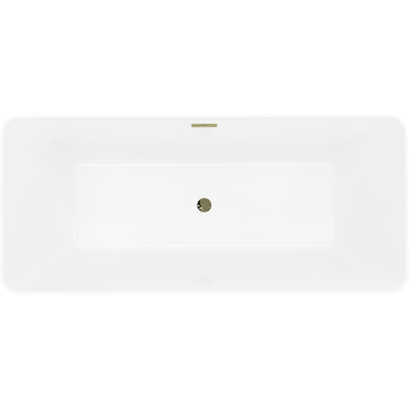 Mexen Velo Slim Free-standing Bath 170 x 75 cm, White/Black, Gold Overflow - 52811707575-50